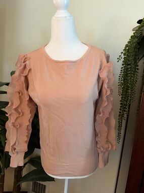 Milano Blush Pink Ruffle Sleeve Knit Top